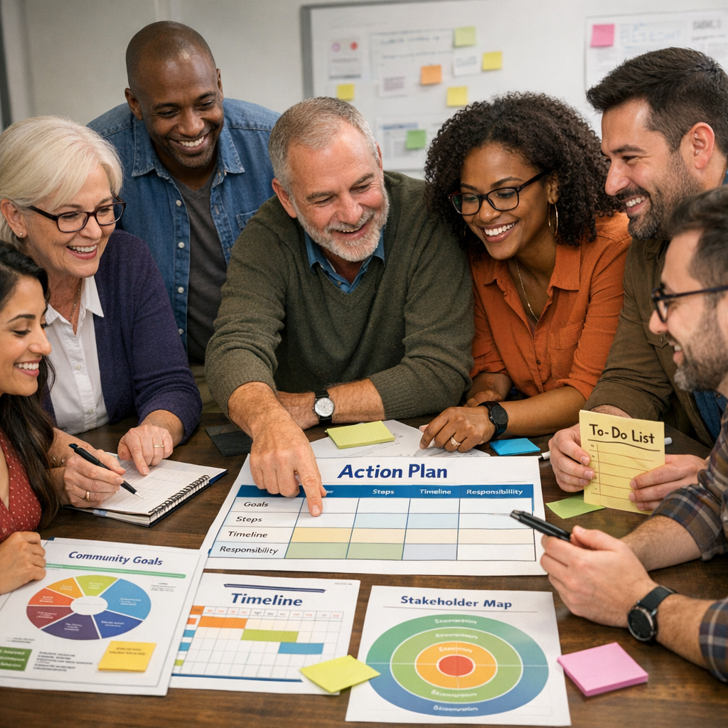 Nonprofit Professionals Collaborating on Accessible Planning Materials